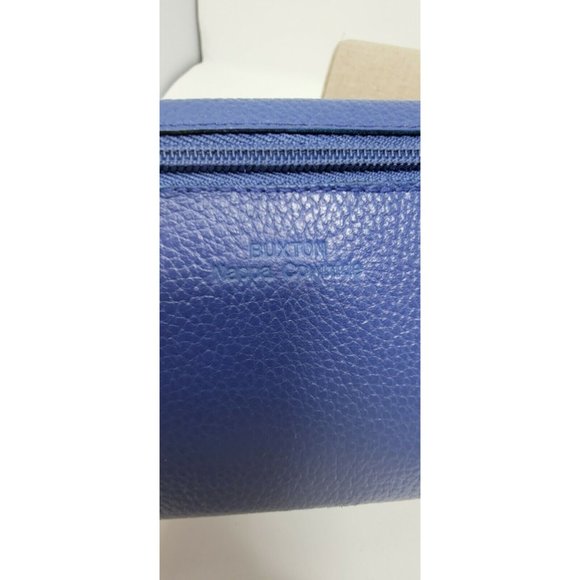 Buxton Wallet and Check Book Cover Soft Gems Nappa Cowhide Leather NOS Blue vtg - Picture 4 of 8